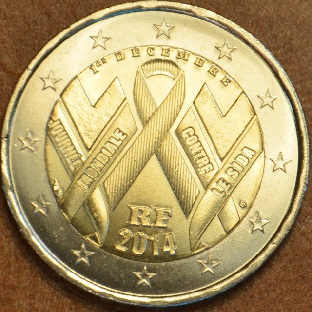 2 Euro Franciaország 2014 - Az AIDS elleni harc világnapja (UNC)