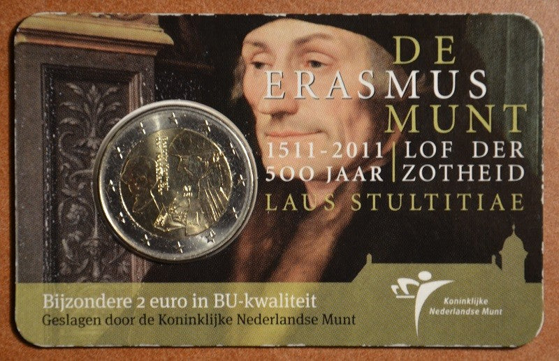 2 Euro Hollandia 2011 - Erasmus híres könyve megjelenésének 500. évfordulója (BU kártya)