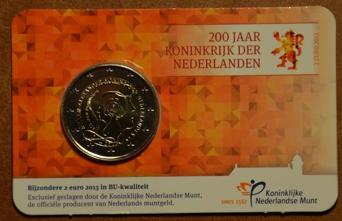 2 Euro Hollandia 2013 - 200 éves a királyság (BU kártya)