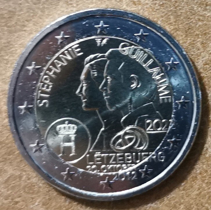 2 Euro Luxemburg 2022 - Guillaume és Stephanie esküvői évfordulója (UNC)