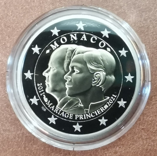 2 Euro Monaco 2021 - Albert herceg és Charlene esküvőjének 10. évfordulója (Proof)