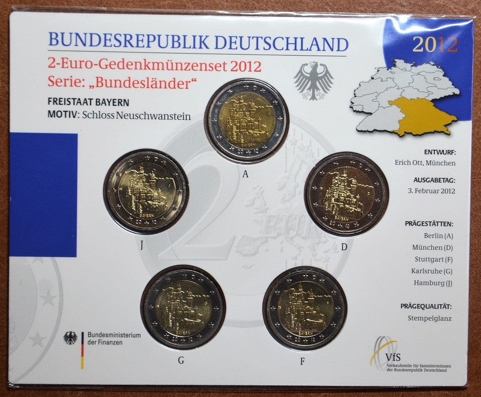 2 Euro Németország 2012 - Bajorország: Neuschwanstein (BU)