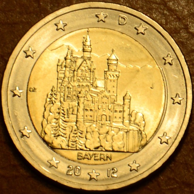 2 Euro Németország 2012 "J" Bajorország: Neuschwanstein (UNC)