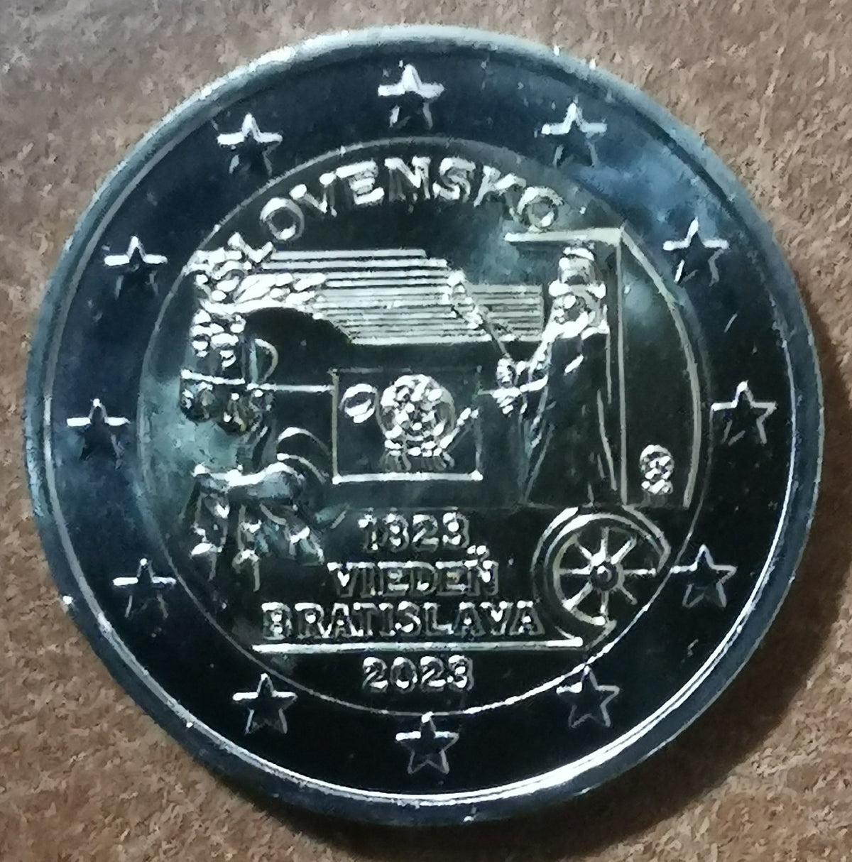 2 Euro Szlovákia 2023 - A Bécs-Pozsony közötti expressz postakocsi 200 éve (UNC)