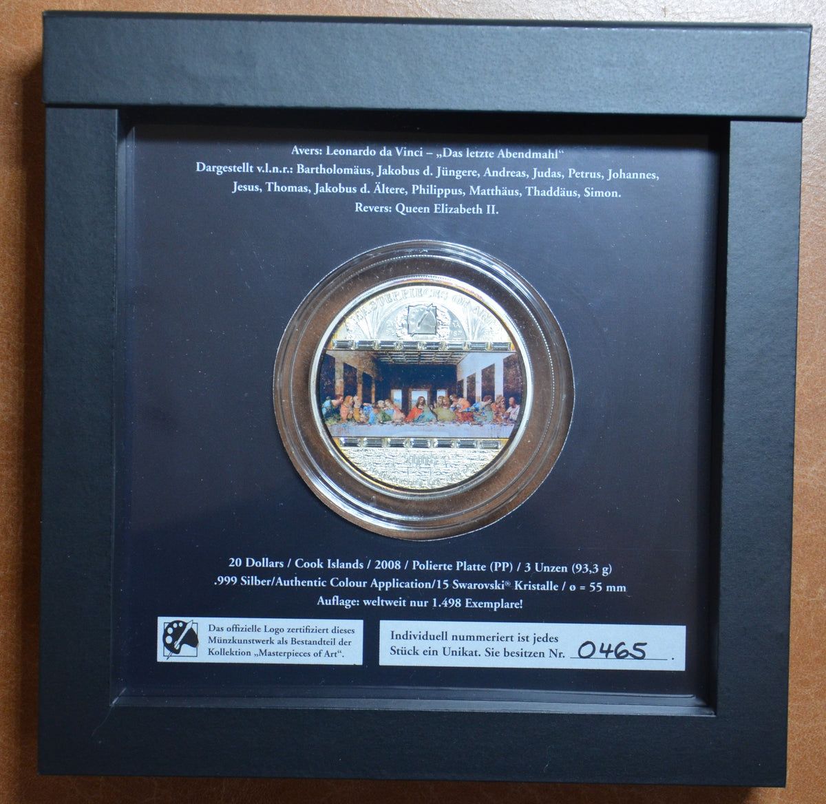 20 dollar Cook Islands 2008 Da Vinci: Utolsó vacsora (3 Oz Proof)
