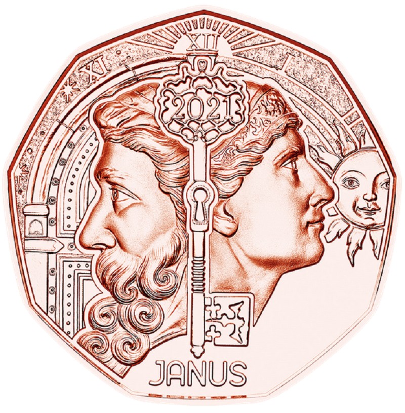 5 Euro Ausztria 2021 - Újévi érme: Janus (UNC)