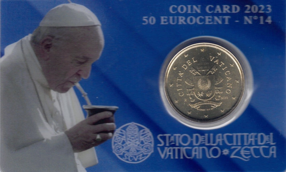 50 cent Vatikán 2023 hivatalos érmekártya No. 14 (BU)