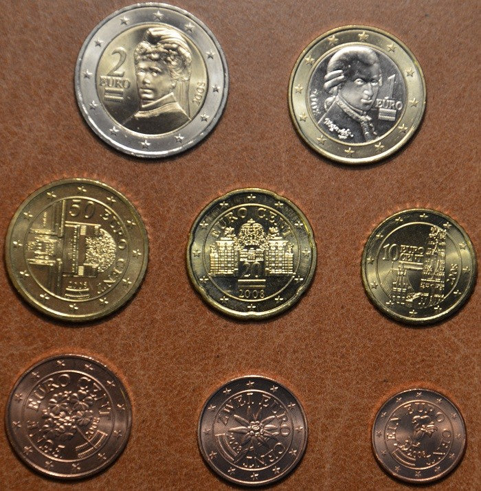 8 részes forgalmi sor Ausztria 2008 (UNC)