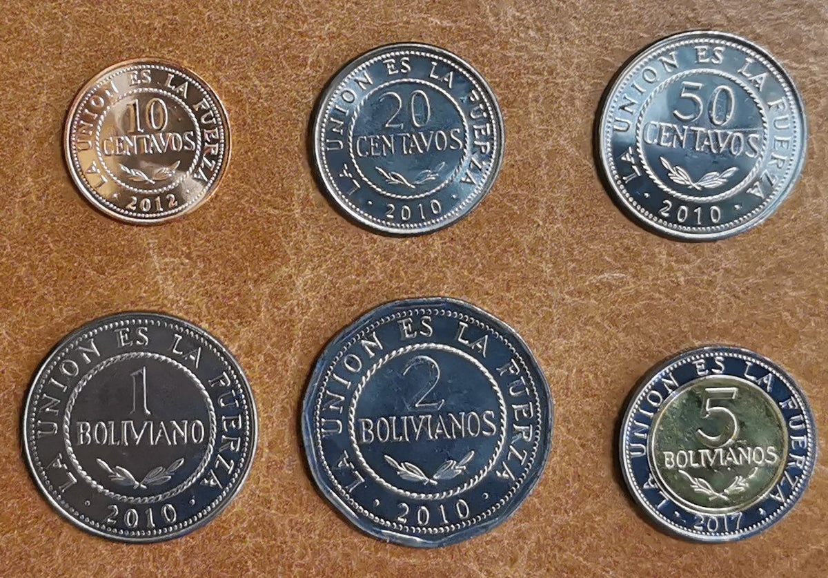 Bolívia 6 érme 2010-2017 (UNC)