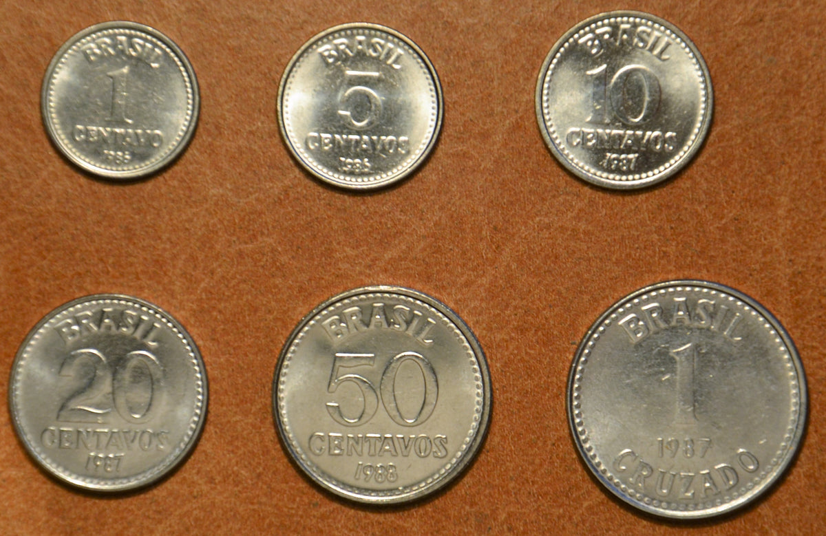 Brazília 6 érme 1986-1988 (UNC)
