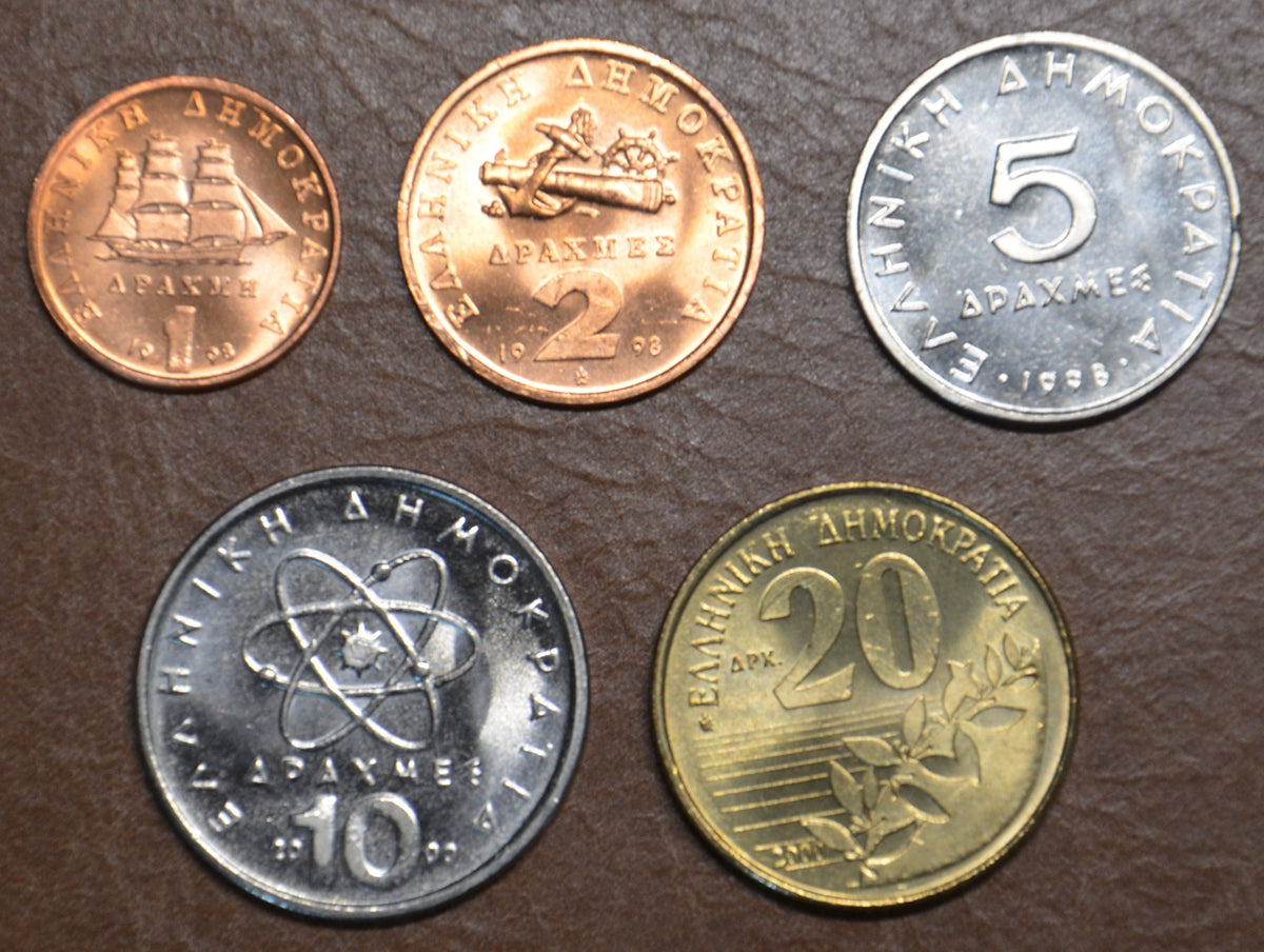 Görögország 5 érme 1982-2000 (UNC)