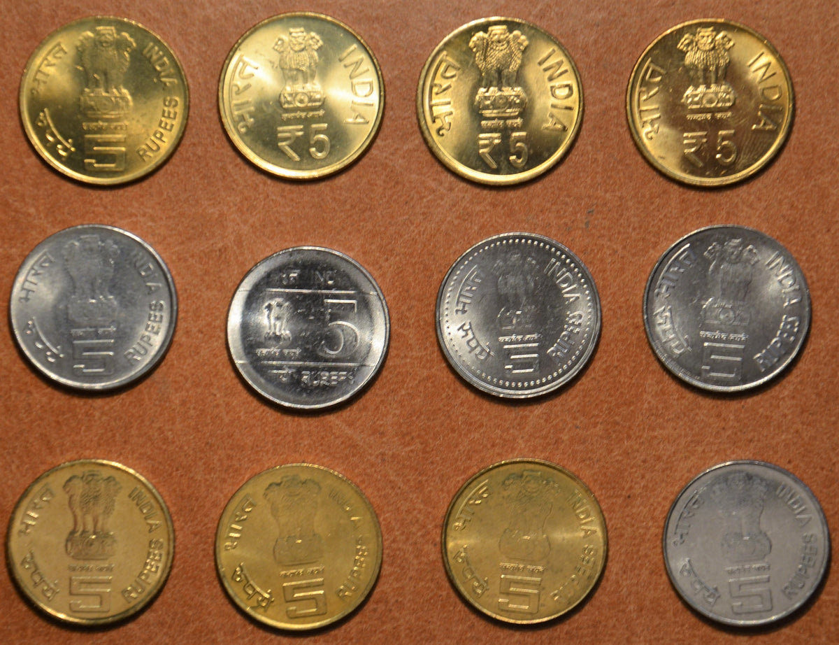 India 12x 5 rúpia (UNC)