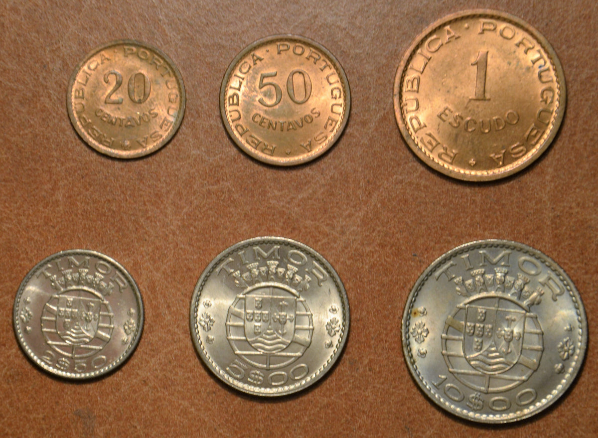 Timor 6 érme 1970 (VF / pöttyök)