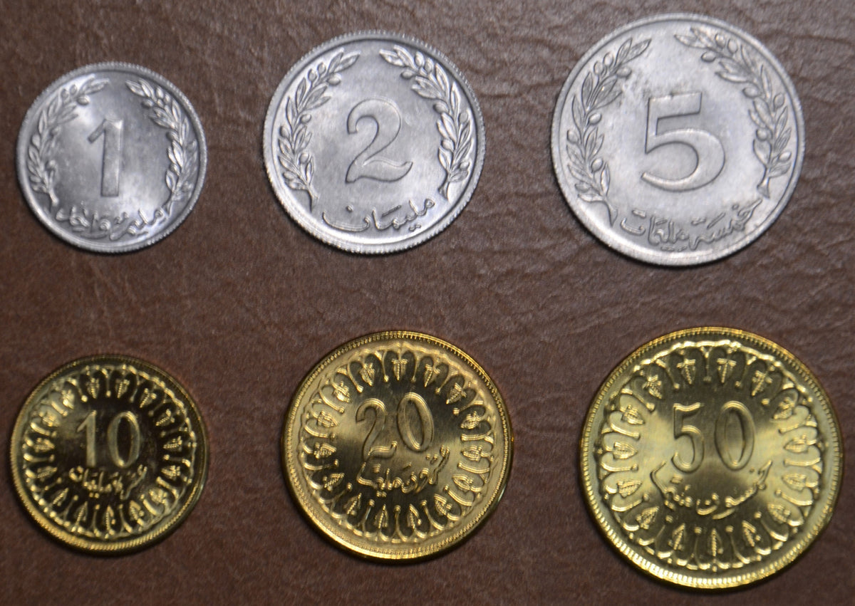 Tunézia 6 érme 1960-2007 (UNC)