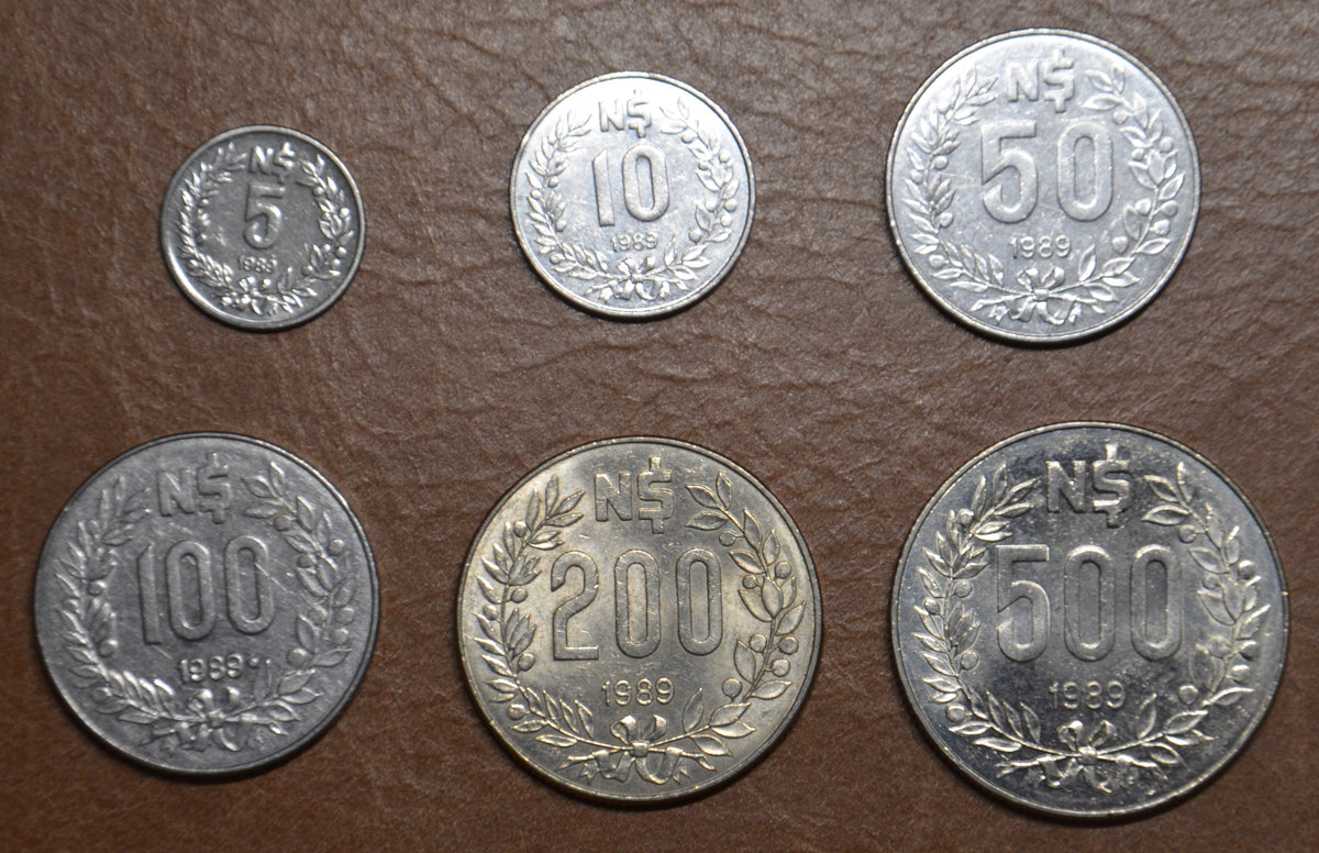 Uruguay 6 érme 1989 (VF-XF)