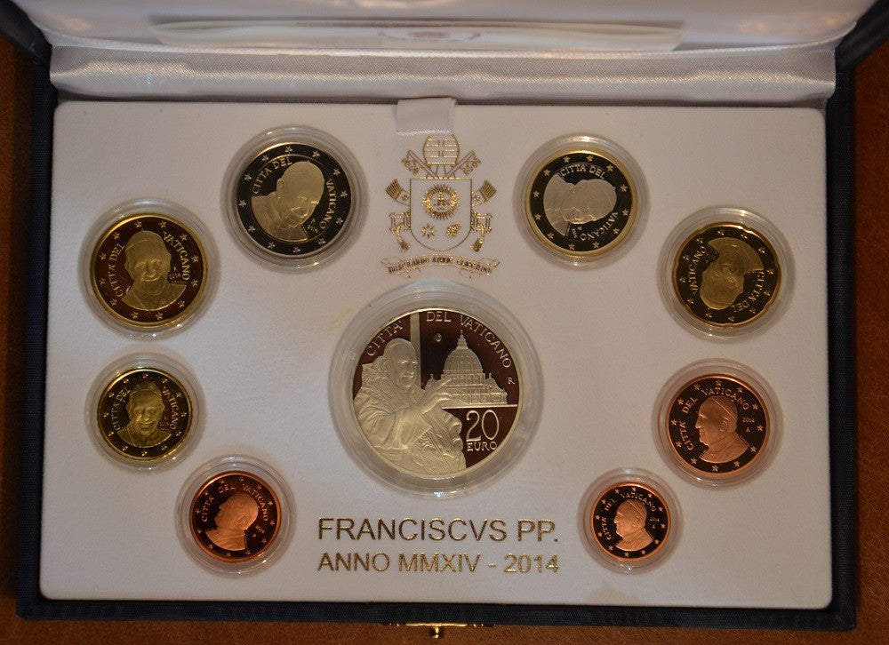 Vatikán 2014 - 8 részes forgalmi sor + 20 Euro Ag (Proof)