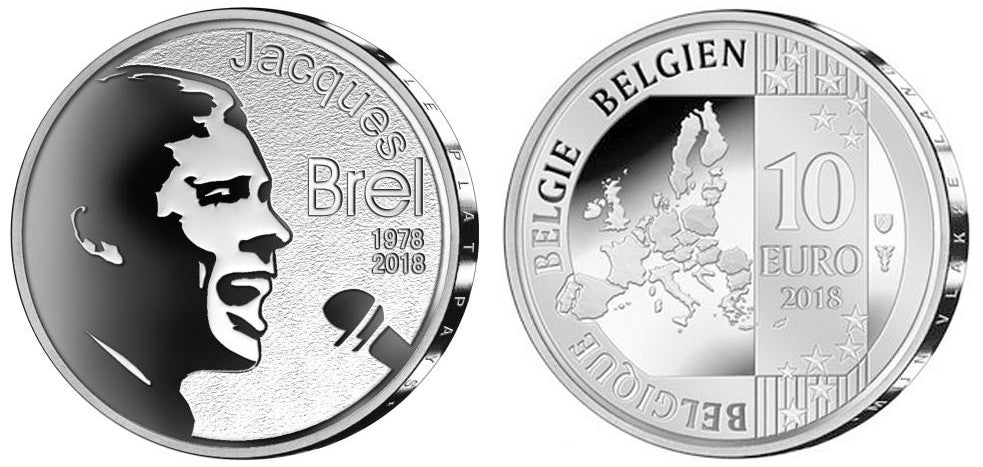 10 Euro Belgium 2018 - Jacques Brel (Proof)