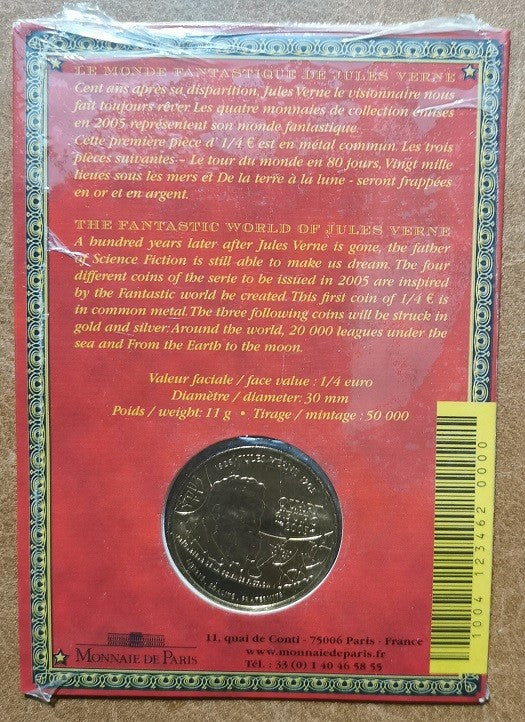 1/4 Euro Franciaország 2005 - Jules Verne (UNC)