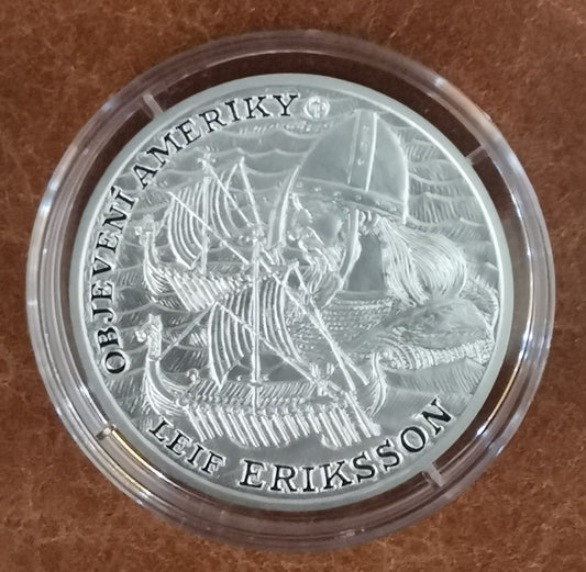 2 dollár Niue 2022 - Amerika felfedezése – Leif Eriksson (1 oz. Ag proof)
