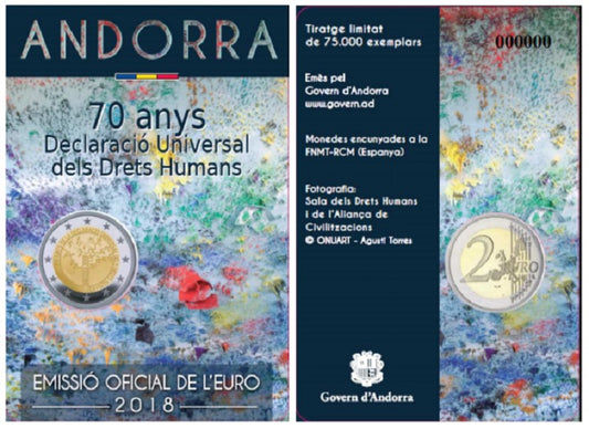 2 Euro Andorra 2018 - Az emberi jogok deklarációjának 70. évfordulója (BU kártya)