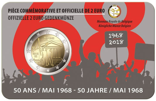 2 Euro Belgium 2018 - 1968 francia oldal (UNC)