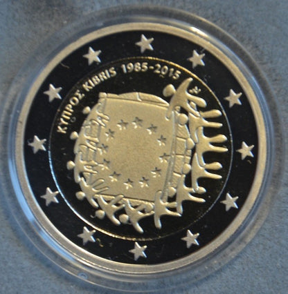 2 Euro Ciprus 2015 - Az EU lobogó 30 éve (Proof)