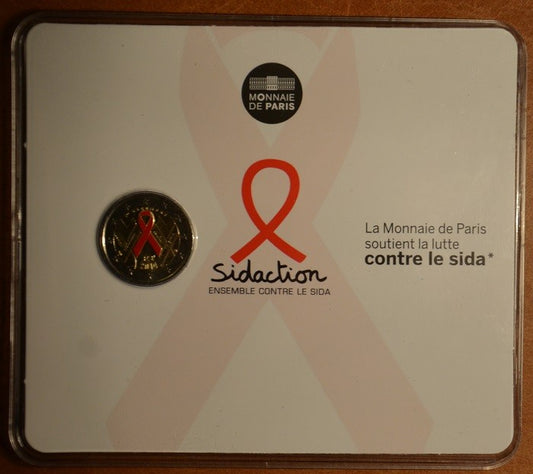 2 Euro Franciaország 2014 - Az AIDS elleni harc világnapja (BU kártya)