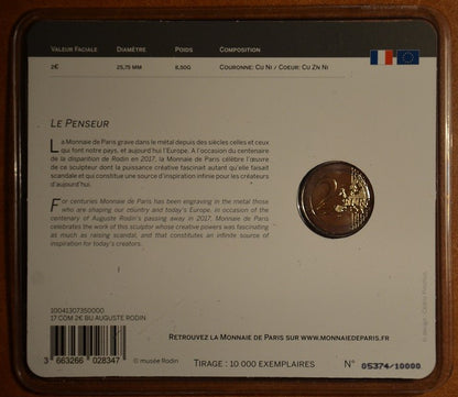 2 Euro Franciaország 2017 - Auguste Rodin (BU kártya)
