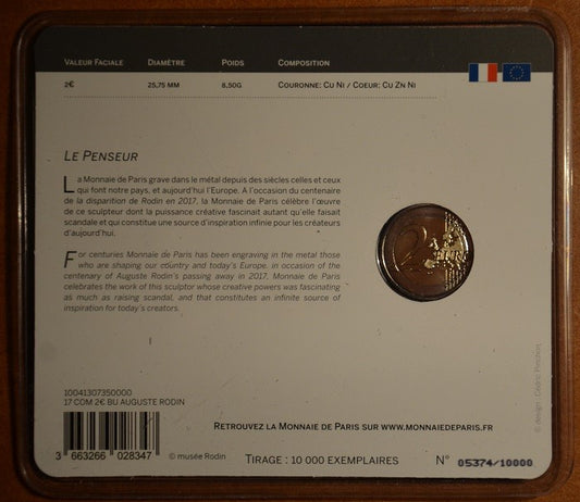 2 Euro Franciaország 2017 - Auguste Rodin (BU kártya)