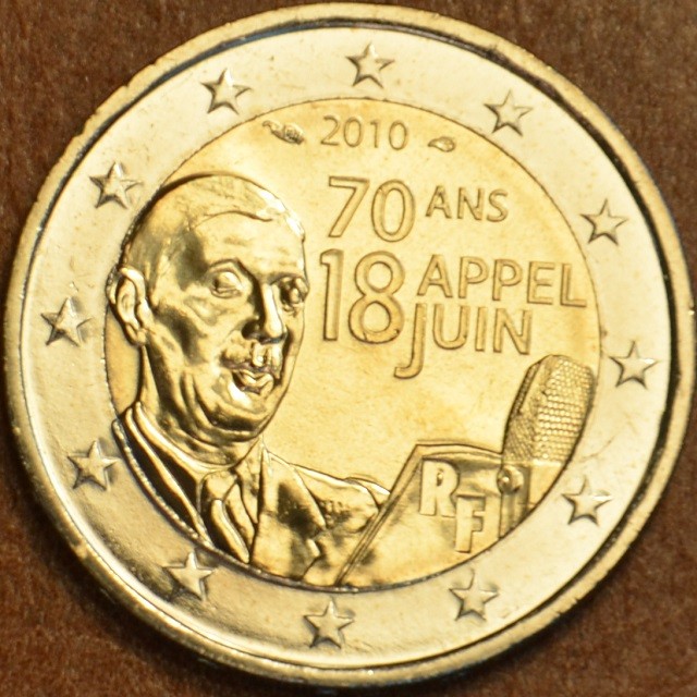 2 Euro Franciaország - De Gaulle tábornok 1940. június 18-i felhívásának 70. évfordulója (UNC)