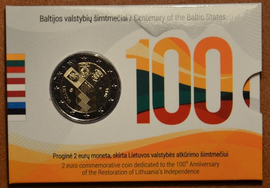 2 Euro Litvánia 2018 - A balti államok függetlenségének 100 éve (BU kártya)