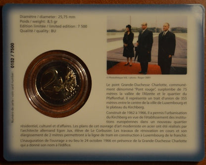 2 Euro Luxemburg 2016 - Charlotte nagyhercegnő hídja (BU kártya)