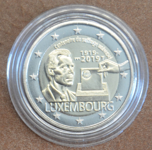 2 Euro Luxemburg 2019 verjeggyel - A választási jog 100. évfordulója (UNC)