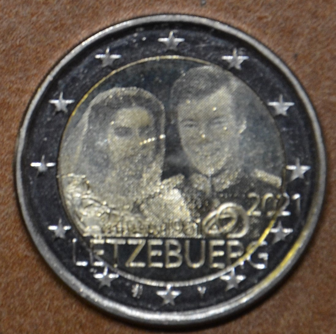 2 Euro Luxemburg 2021 - Mária Terézia és Henri esküvőjének 40. évfordulója foto/oroszlán verzió (UNC)