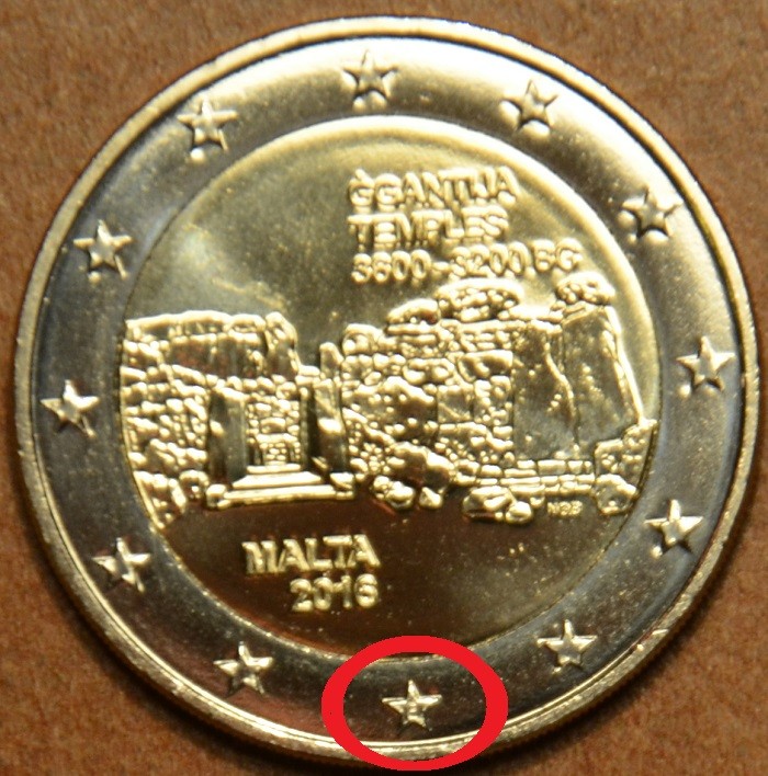 2 Euro Málta 2016 "F" - Ggantija templomai (UNC)