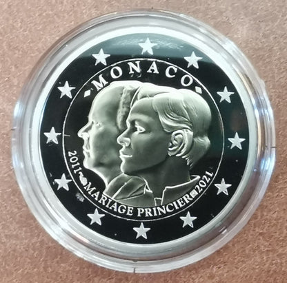 2 Euro Monaco 2021 - Albert herceg és Charlene esküvőjének 10. évfordulója (Proof)