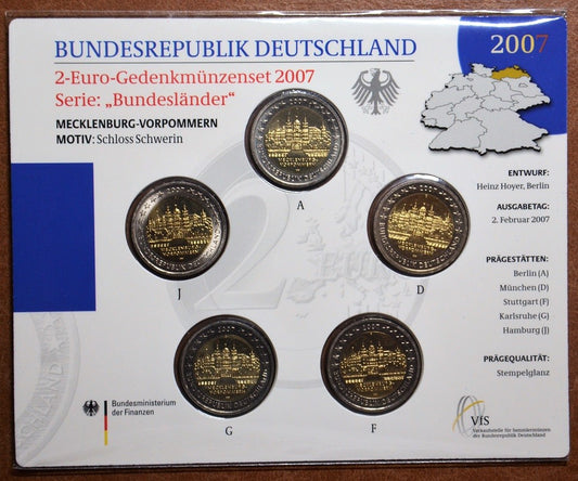 2 Euro Nemecko 2007 - Mecklenburg-Vorpommern kastély (BU)