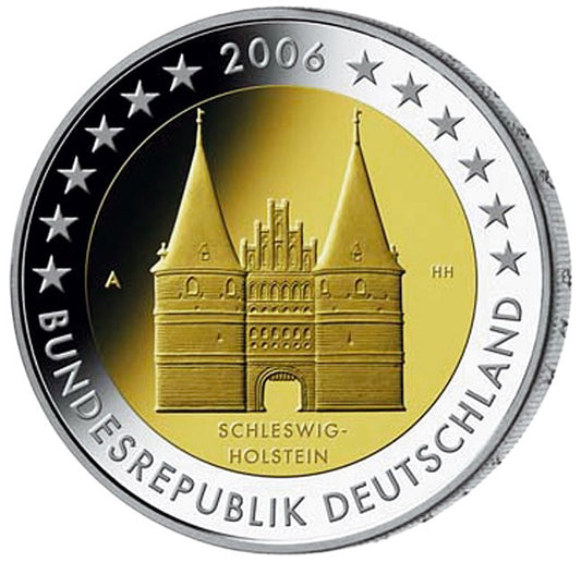2 Euro Németország 2006 "J" Holstentor Lübeckben / Schleswig-Holstein (UNC)