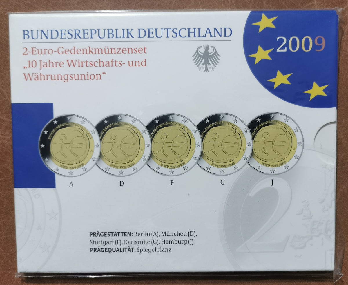 2 Euro Németország 2009 - 10 éves az Európai Monetáris Unió (Proof)