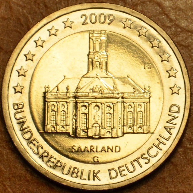 2 Euro Németország 2009  "G" Saarland: Ludwigskirche temploma (UNC)