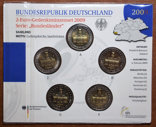 2 Euro Németország 2009 - Saarland: Ludwigskirche temploma (BU)