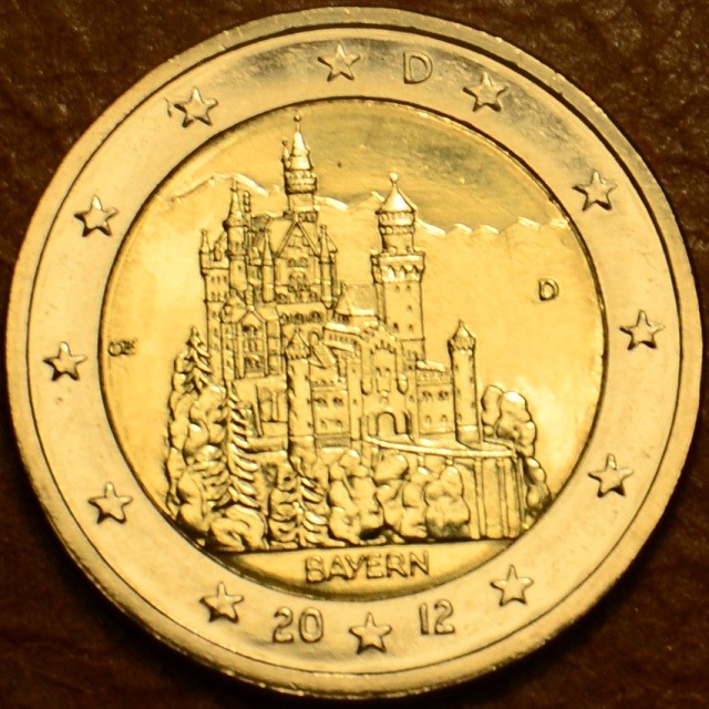 2 Euro Németország 2012 "D" Bajorország: Neuschwanstein (UNC)