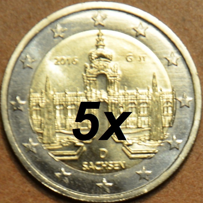 2 Euro Németország 2016 - "ADFGJ" Szászország: A drezdai Zwinger (UNC)