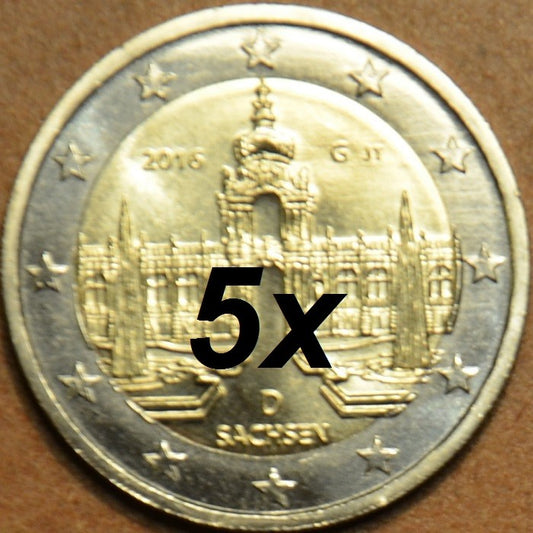 2 Euro Németország 2016 - "ADFGJ" Szászország: A drezdai Zwinger (UNC)