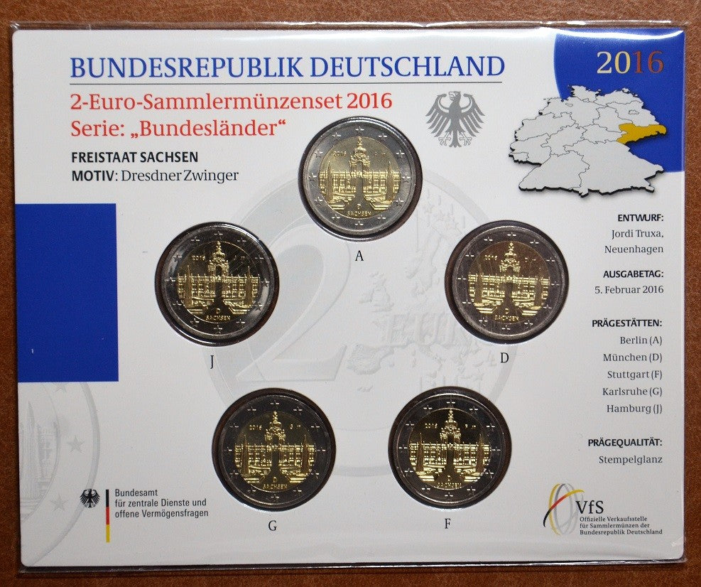 2 Euro Németország 2016 - Szászország: A drezdai Zwinger (BU)