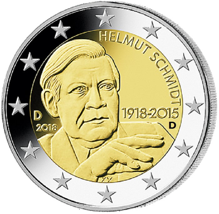 2 Euro Németország 2018  "D" Helmut Schmidt (UNC)