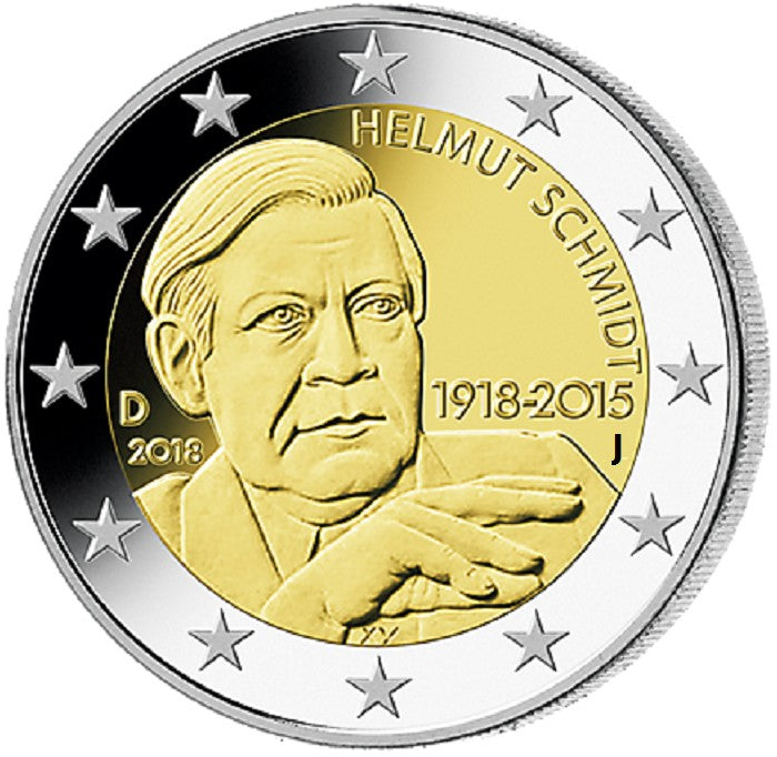 2 Euro Németország 2018  "J" Helmut Schmidt (UNC)