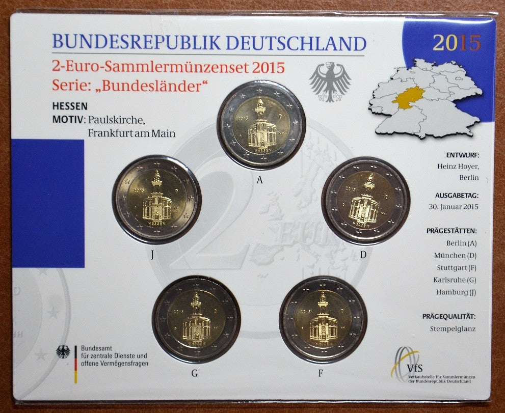 2 Euro Németország 2015 - Hessen: Szent Pál templom (BU)