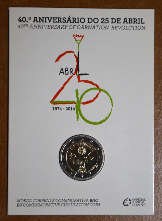 2 Euro Portugália 2014 - Rózsaszín forradalom (BU kártya)