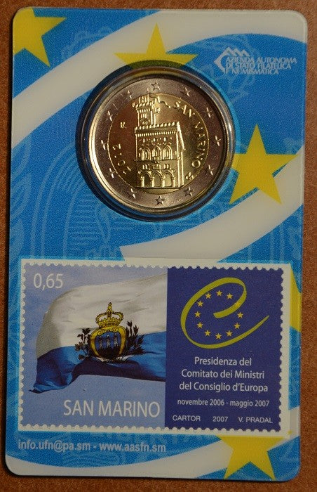2 Euro San Marino 2012 - A kormányház (BU kártya bélyeggel)